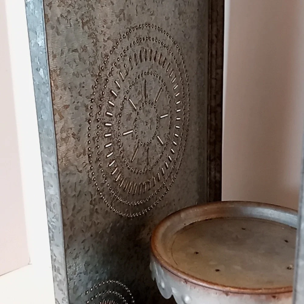 Pottery Barn Galvanized Large Metal Cut Out Hanging Lantern/Candle Holder
